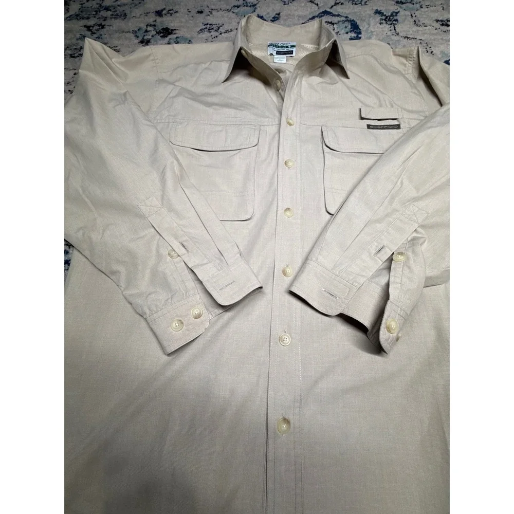 ExOfficio Buzz Off Insect Shield Fishing Safari Hiking Shirt Mens XL Beige